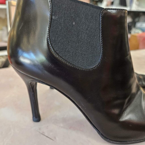 Dolce & Gabbana BOOTS 39IT 39 9 pointy toe black leather bootie heels boot  8.5 - Picture 4 of 16